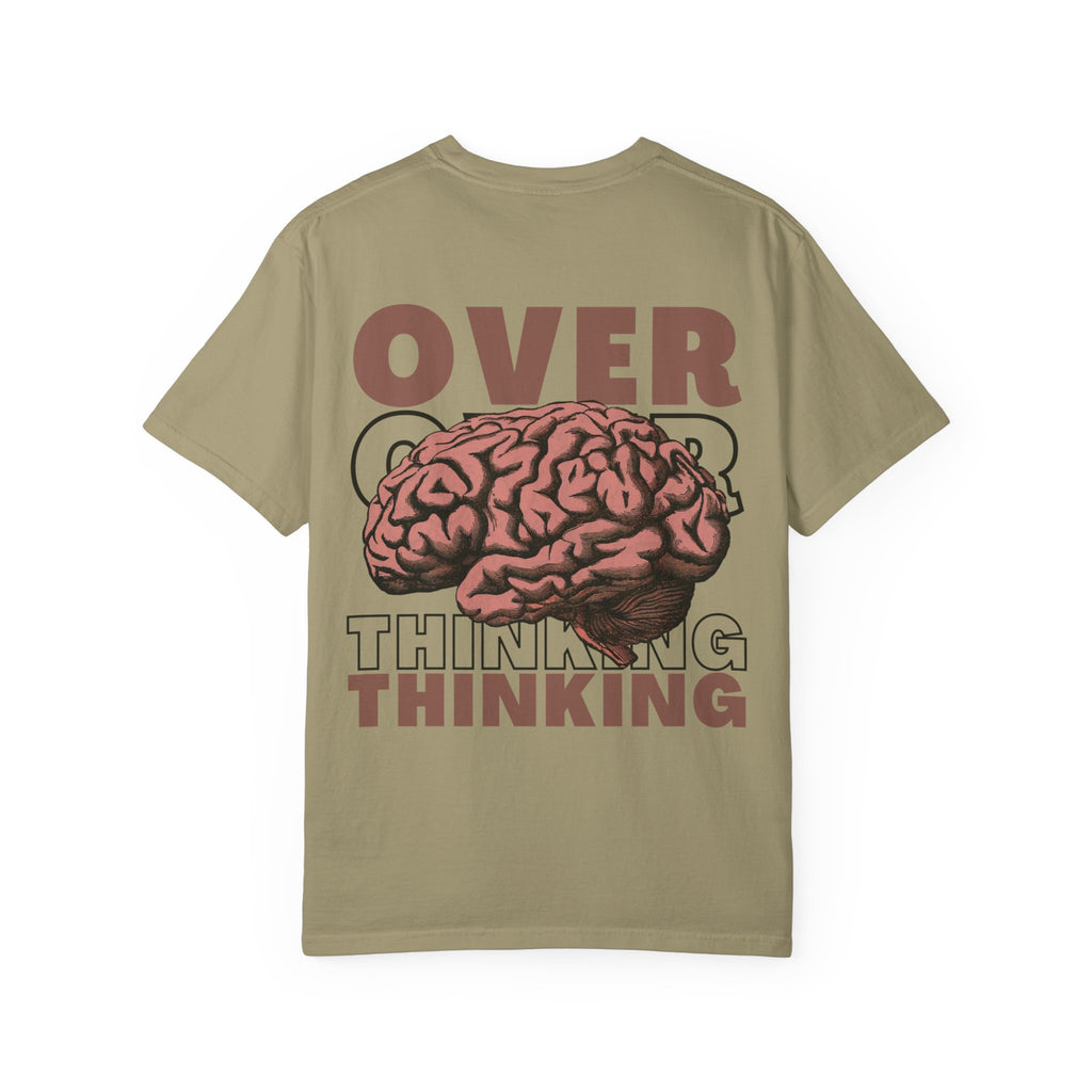 Overthinking Brain Graphic T-Shirt — "Overthinking" Back Print