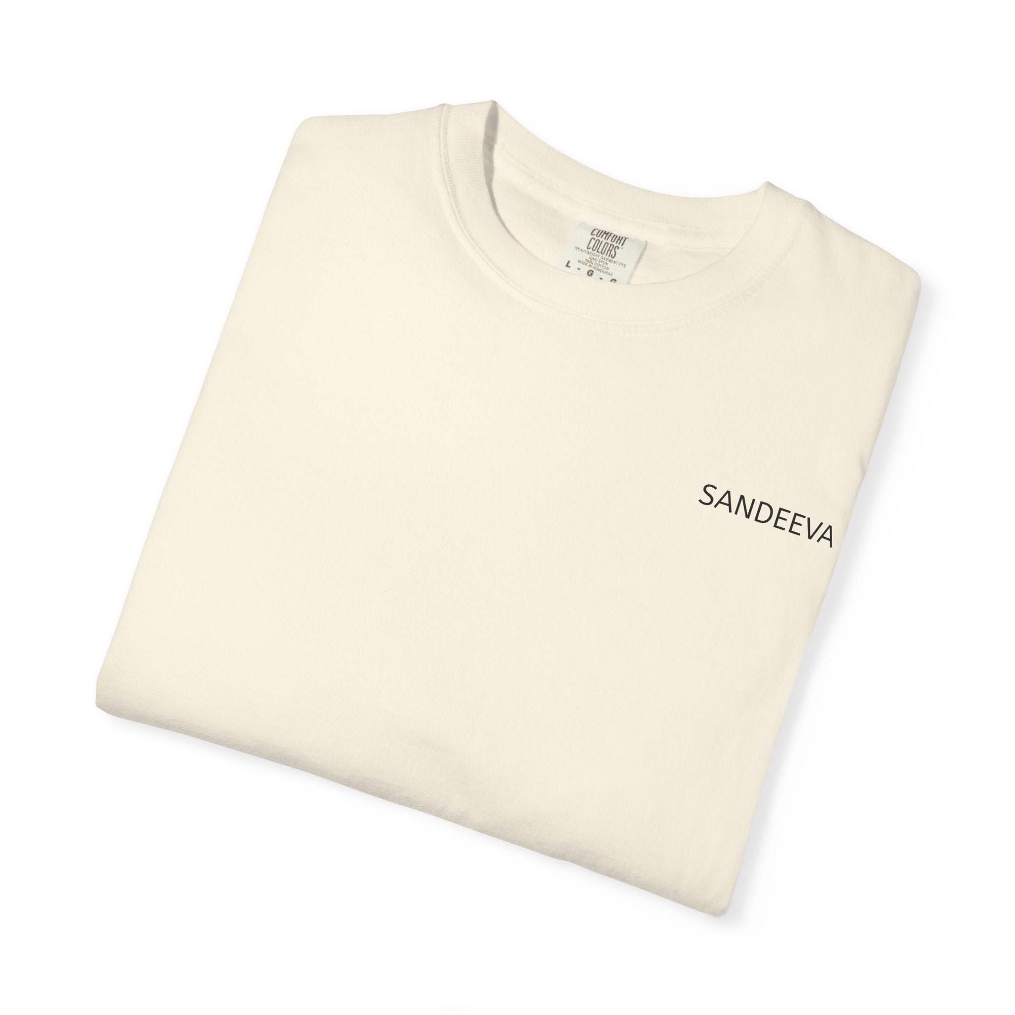 Minimal 'SANDEEVA' Solid T-Shirt — Garment-Dyed Cotton Tee