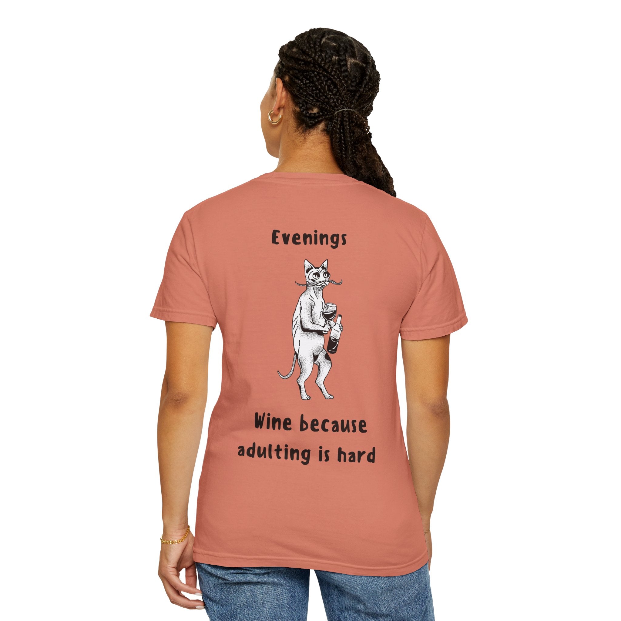 Graphic Tee — “Mornings: Coffee / Evenings: Wine Because Adulting Is Hard”