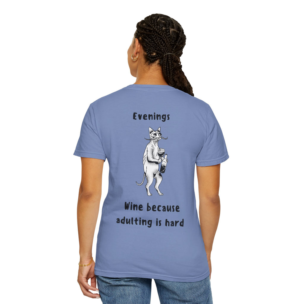 Graphic Tee — “Mornings: Coffee / Evenings: Wine Because Adulting Is Hard”