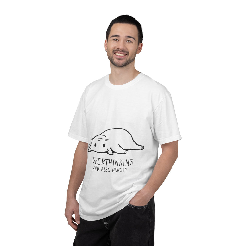 Overthinking and Also Hungry T-Shirt — Cute Lazy Cat Graphic Tee