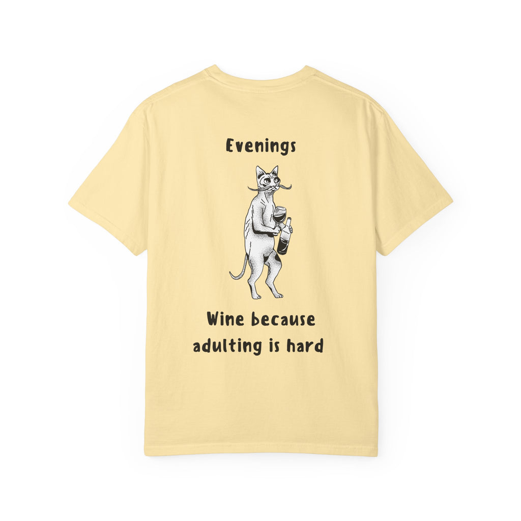 Graphic Tee — “Mornings: Coffee / Evenings: Wine Because Adulting Is Hard”