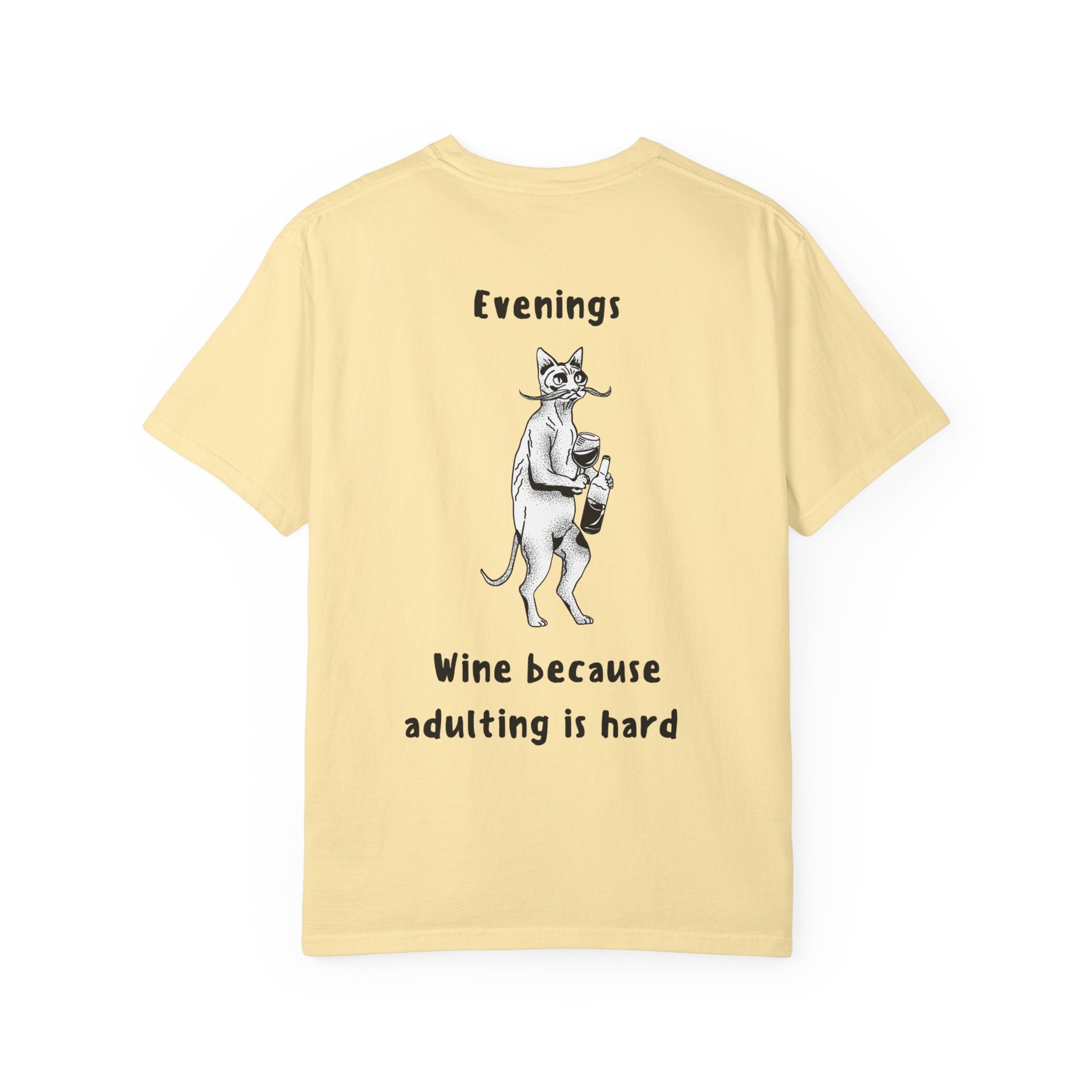 Graphic Tee — “Mornings: Coffee / Evenings: Wine Because Adulting Is Hard”