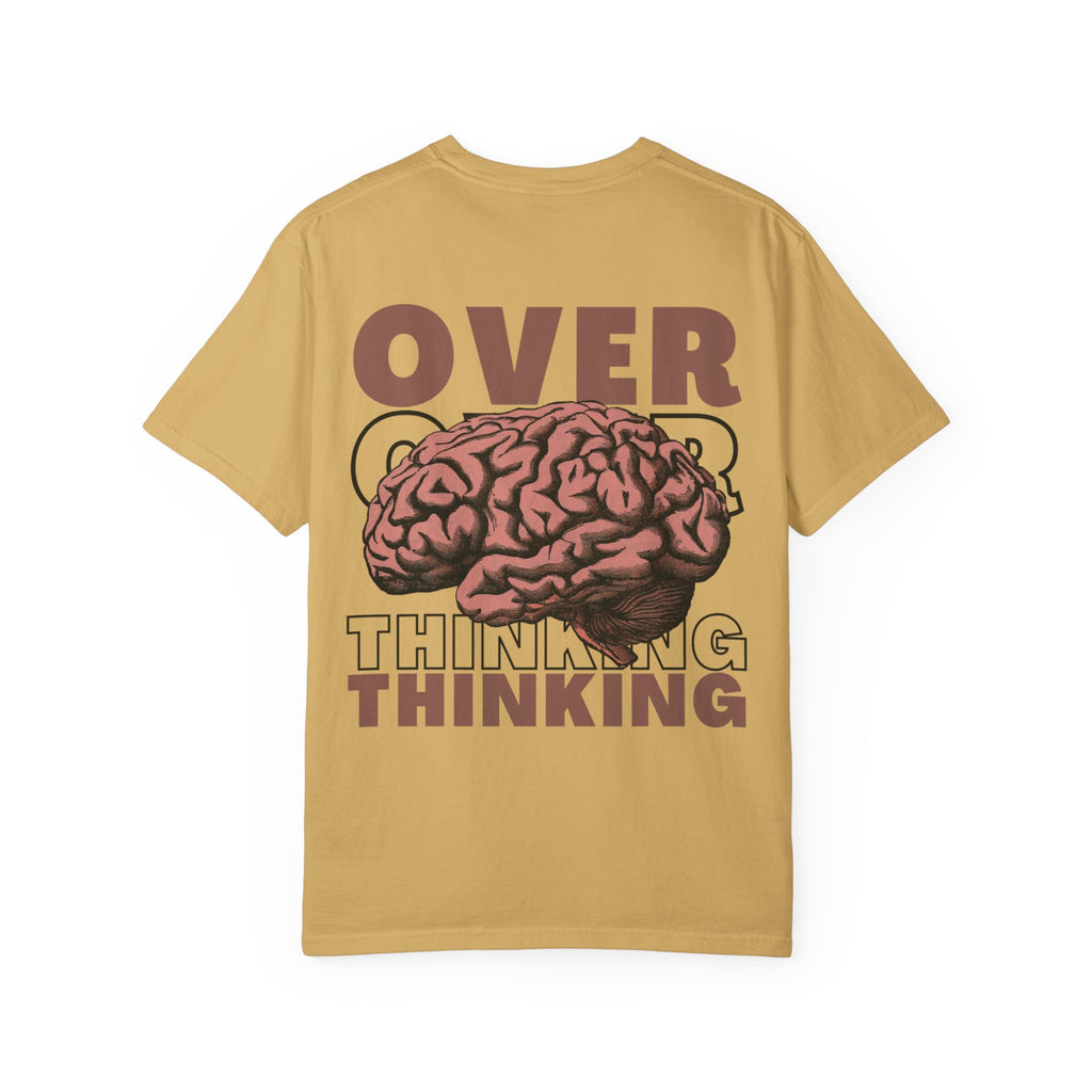 Overthinking Brain Graphic T-Shirt — "Overthinking" Back Print