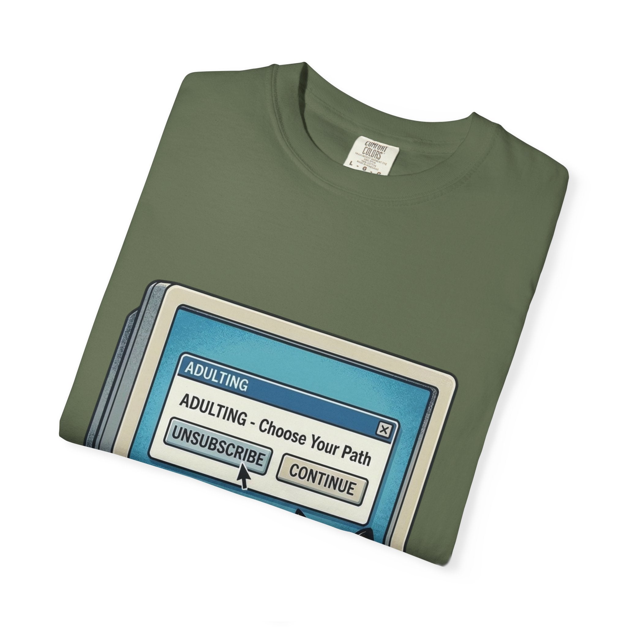 Cat at Computer T-Shirt — "Adulting: Choose Your Path" Graphic Tee