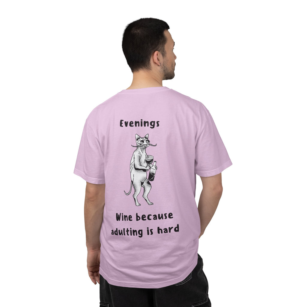Graphic Tee — “Mornings: Coffee / Evenings: Wine Because Adulting Is Hard”