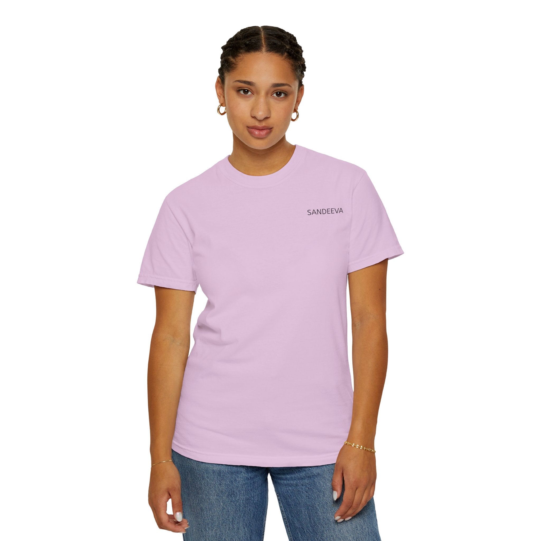 Minimal 'SANDEEVA' Solid T-Shirt — Garment-Dyed Cotton Tee