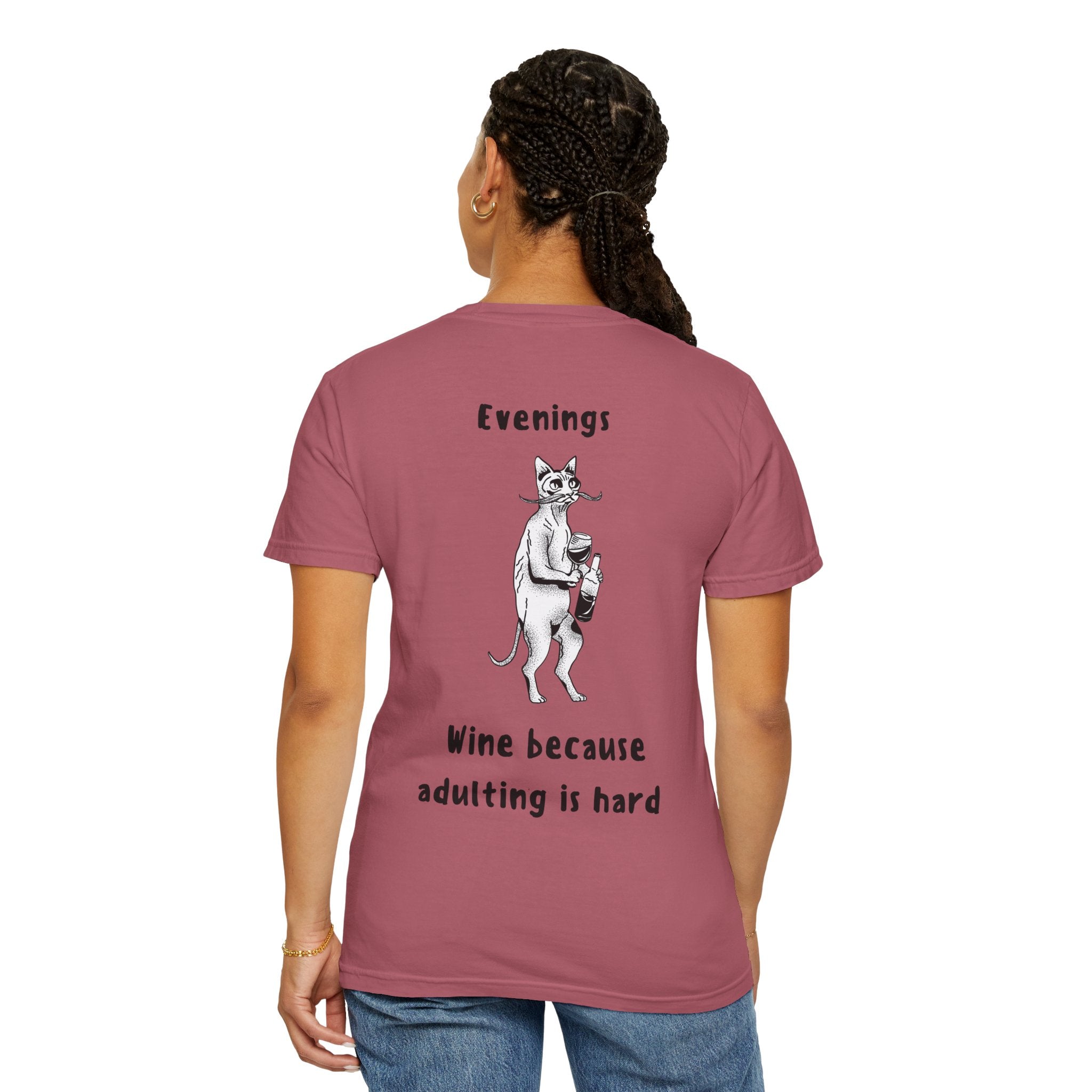 Graphic Tee — “Mornings: Coffee / Evenings: Wine Because Adulting Is Hard”