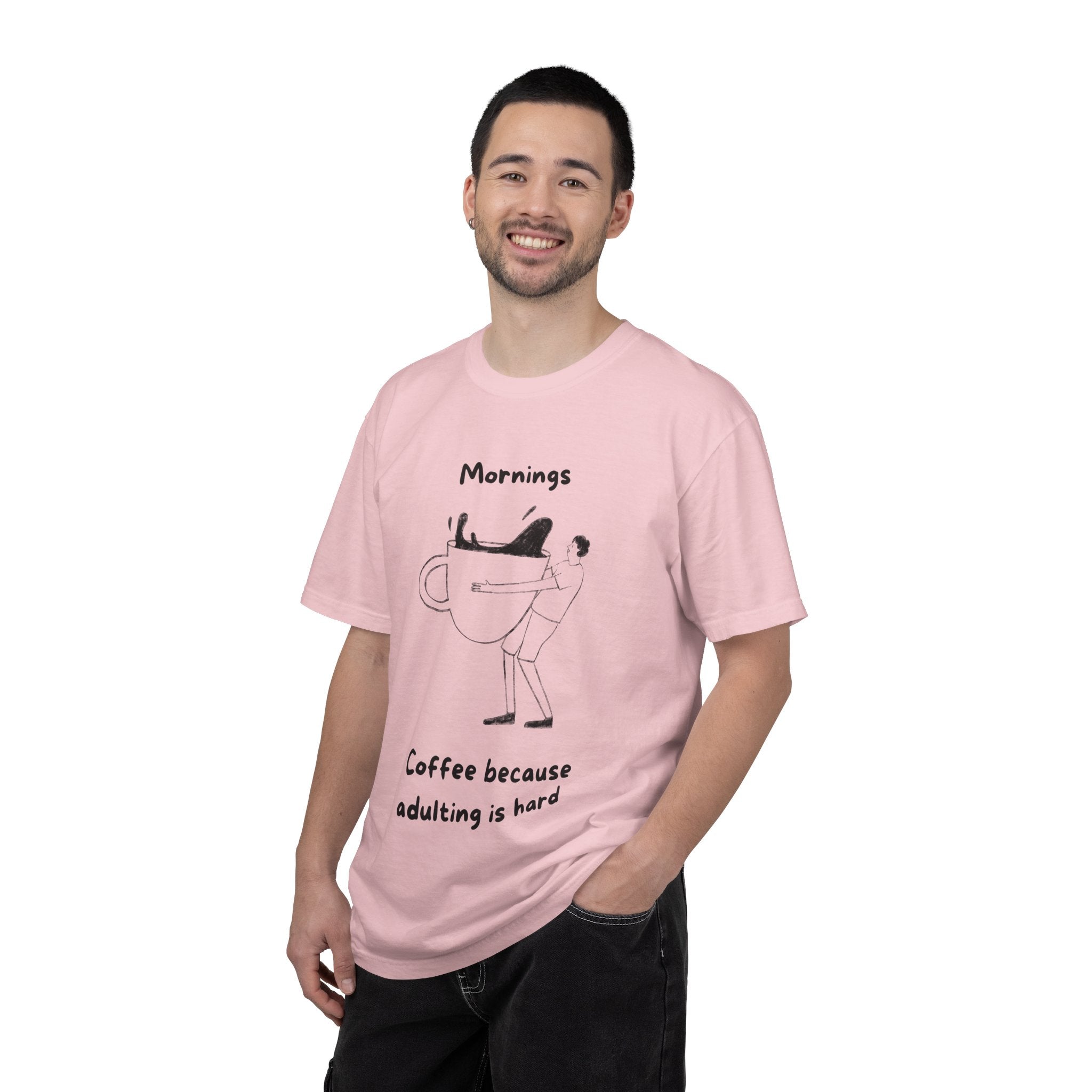 Graphic Tee — “Mornings: Coffee / Evenings: Wine Because Adulting Is Hard”