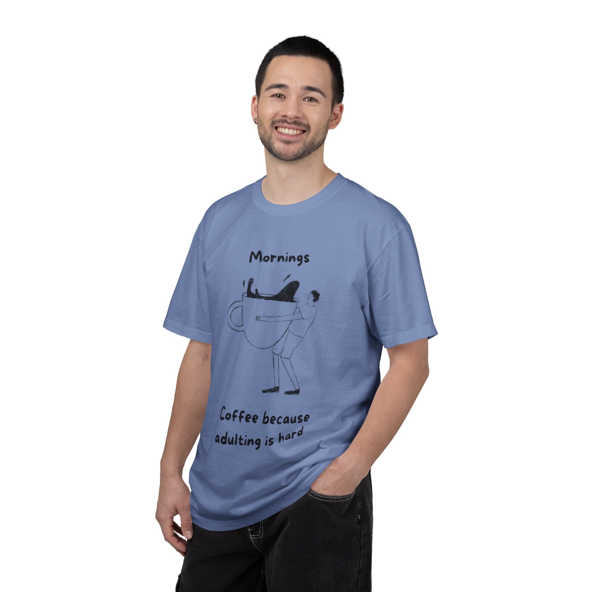 Graphic Tee — “Mornings: Coffee / Evenings: Wine Because Adulting Is Hard”