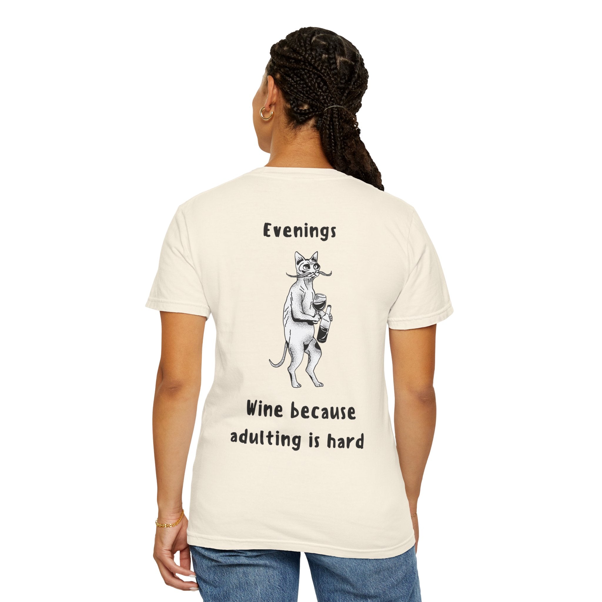Graphic Tee — “Mornings: Coffee / Evenings: Wine Because Adulting Is Hard”