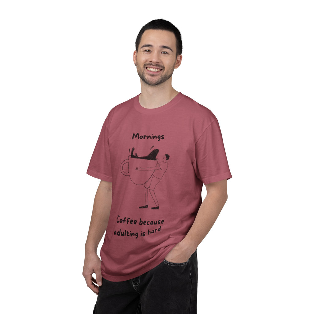 Graphic Tee — “Mornings: Coffee / Evenings: Wine Because Adulting Is Hard”