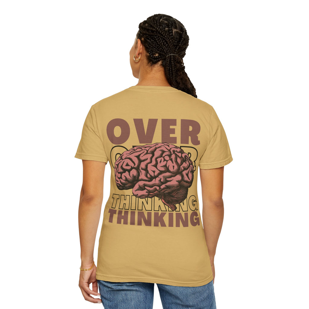 Overthinking Brain Graphic T-Shirt — "Overthinking" Back Print