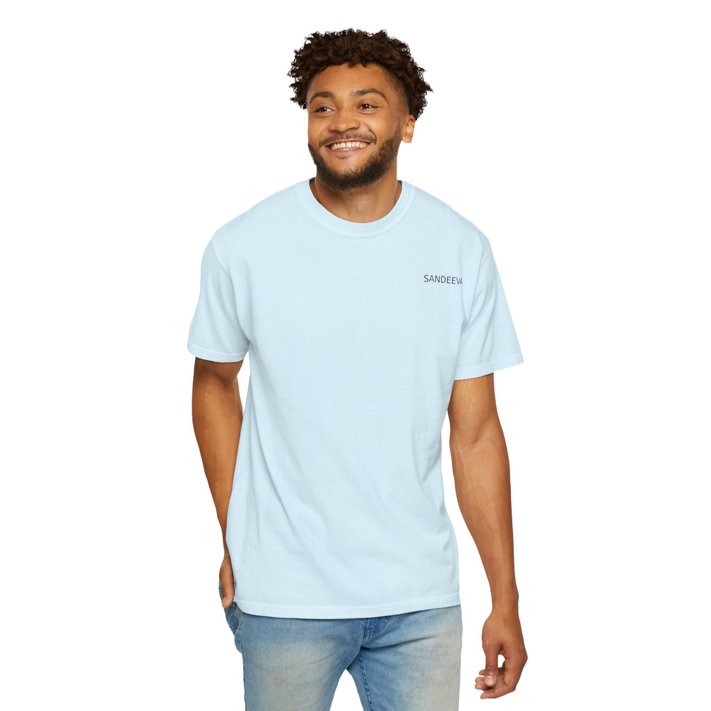 Minimal 'SANDEEVA' Solid T-Shirt — Garment-Dyed Cotton Tee