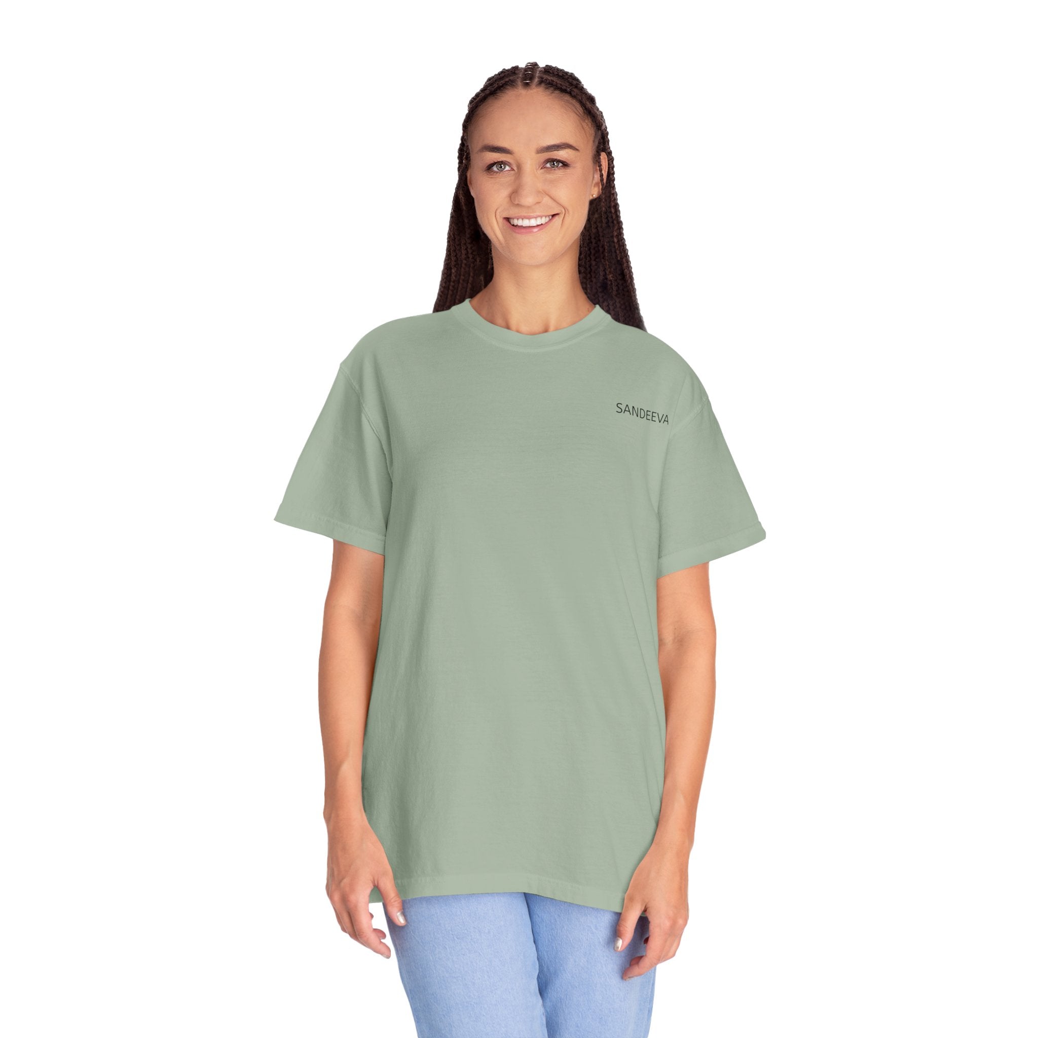 Minimal 'SANDEEVA' Solid T-Shirt — Garment-Dyed Cotton Tee