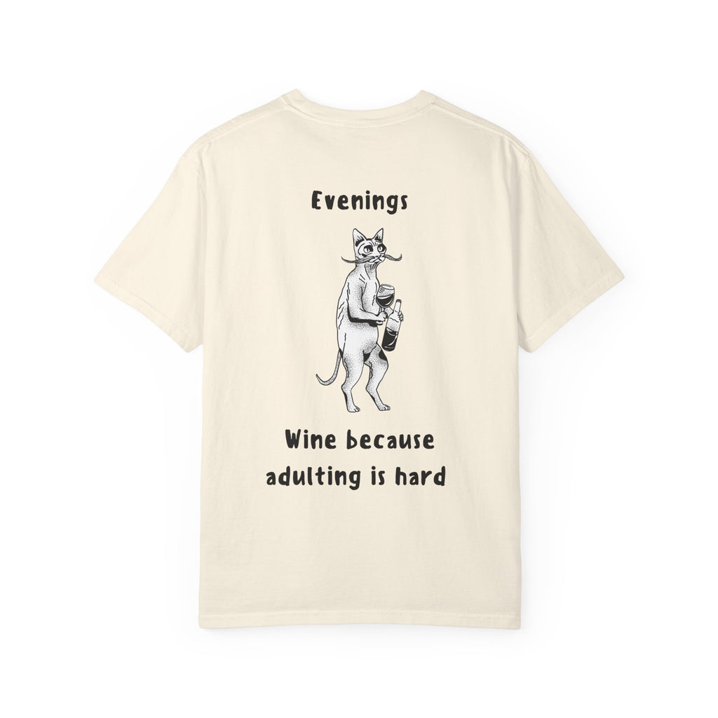 Graphic Tee — “Mornings: Coffee / Evenings: Wine Because Adulting Is Hard”