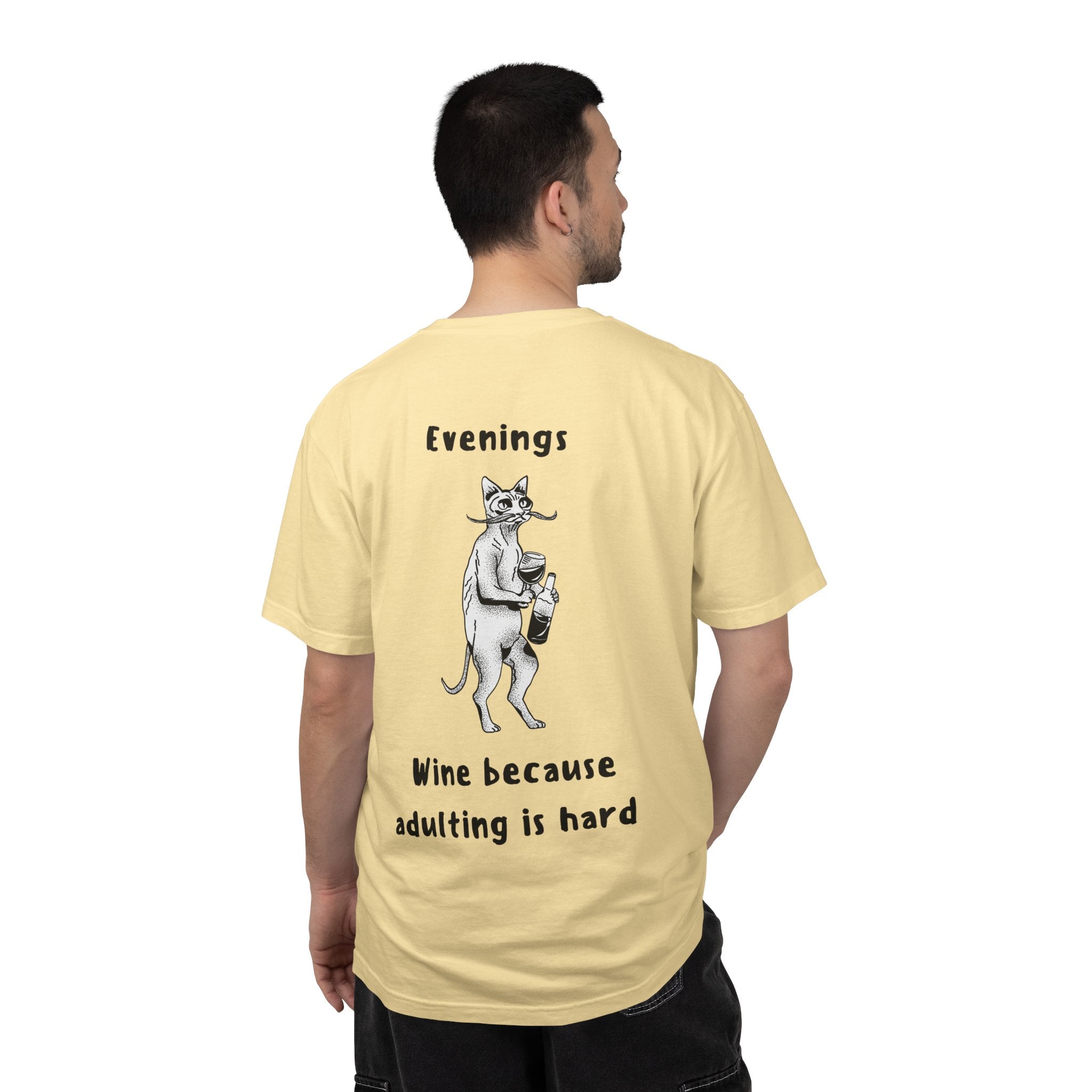 Graphic Tee — “Mornings: Coffee / Evenings: Wine Because Adulting Is Hard”