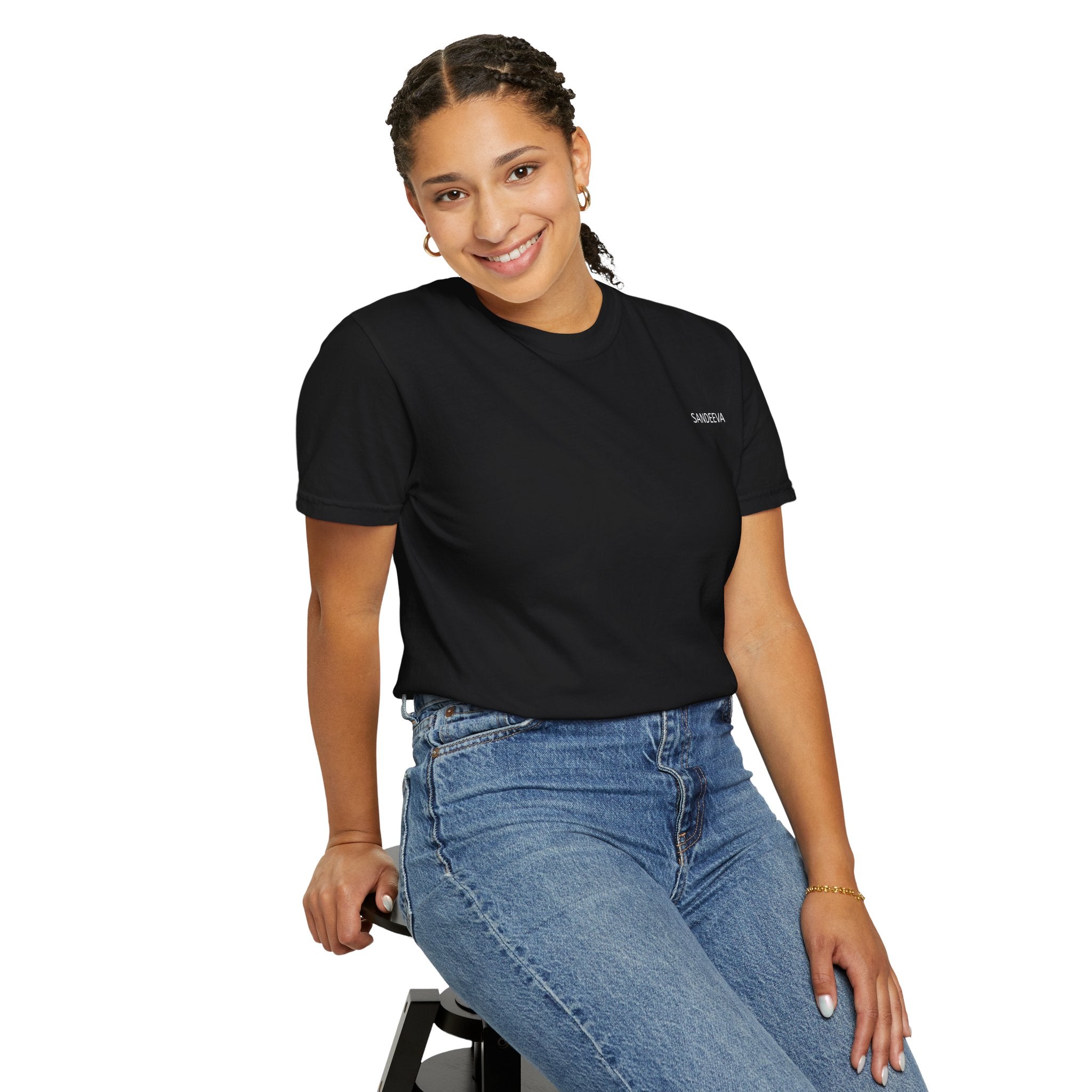 T-Shirt — Minimal 'SANDEEVA' Chest Logo Solid Tee