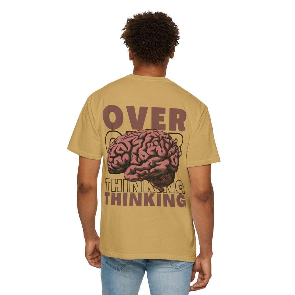 Overthinking Brain Graphic T-Shirt — "Overthinking" Back Print