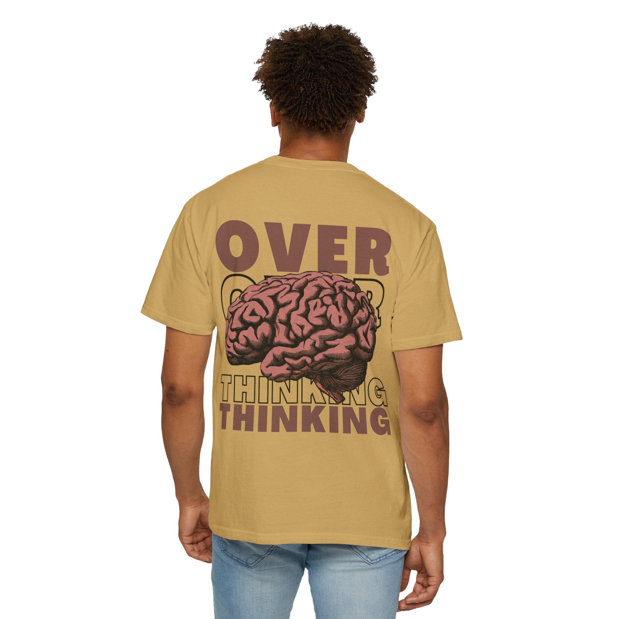 Overthinking Brain Graphic T-Shirt — "Overthinking" Back Print
