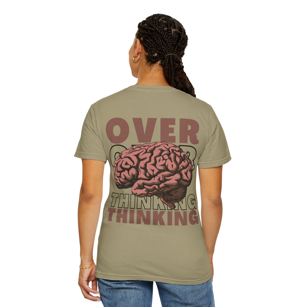 Overthinking Brain Graphic T-Shirt — "Overthinking" Back Print