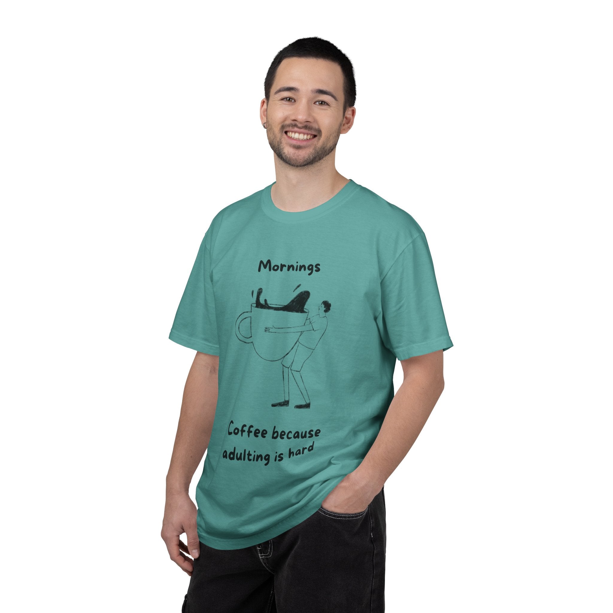 Graphic Tee — “Mornings: Coffee / Evenings: Wine Because Adulting Is Hard”