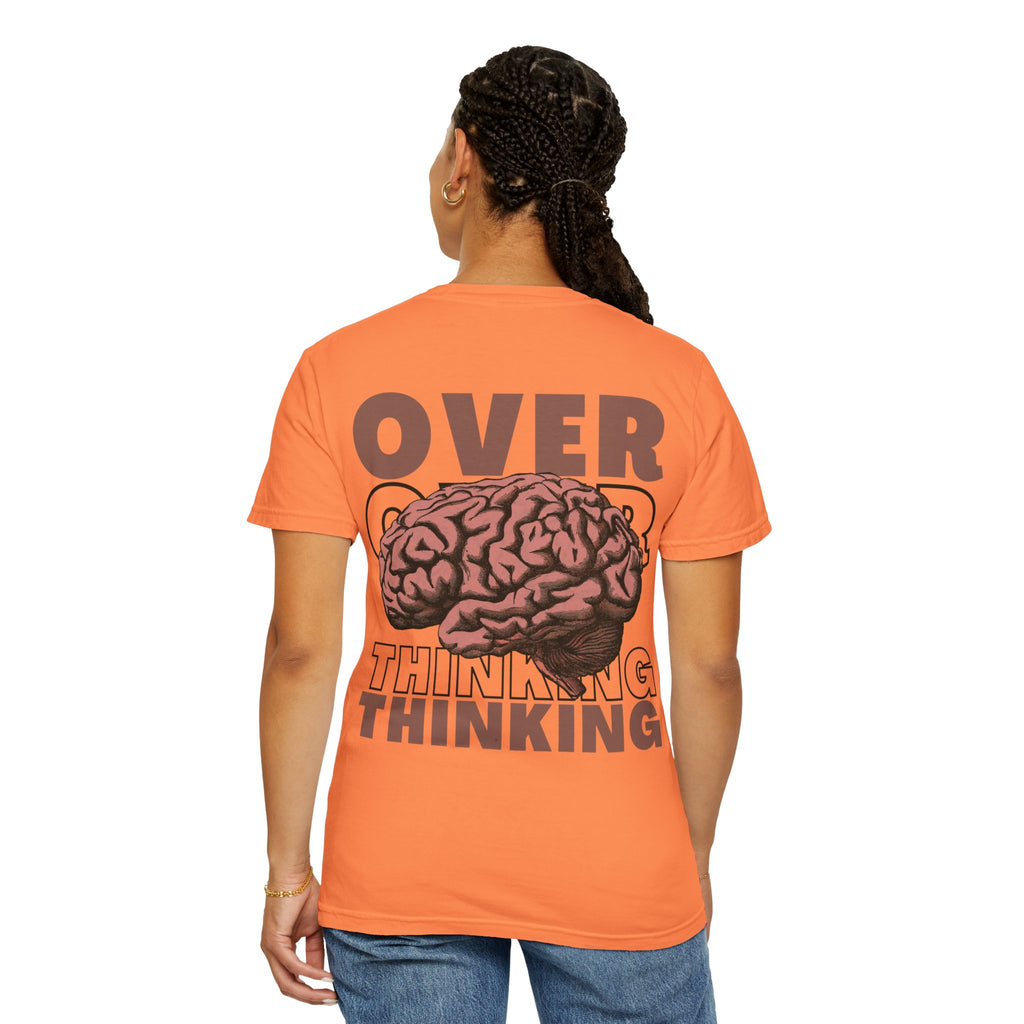 Overthinking Brain Graphic T-Shirt — "Overthinking" Back Print