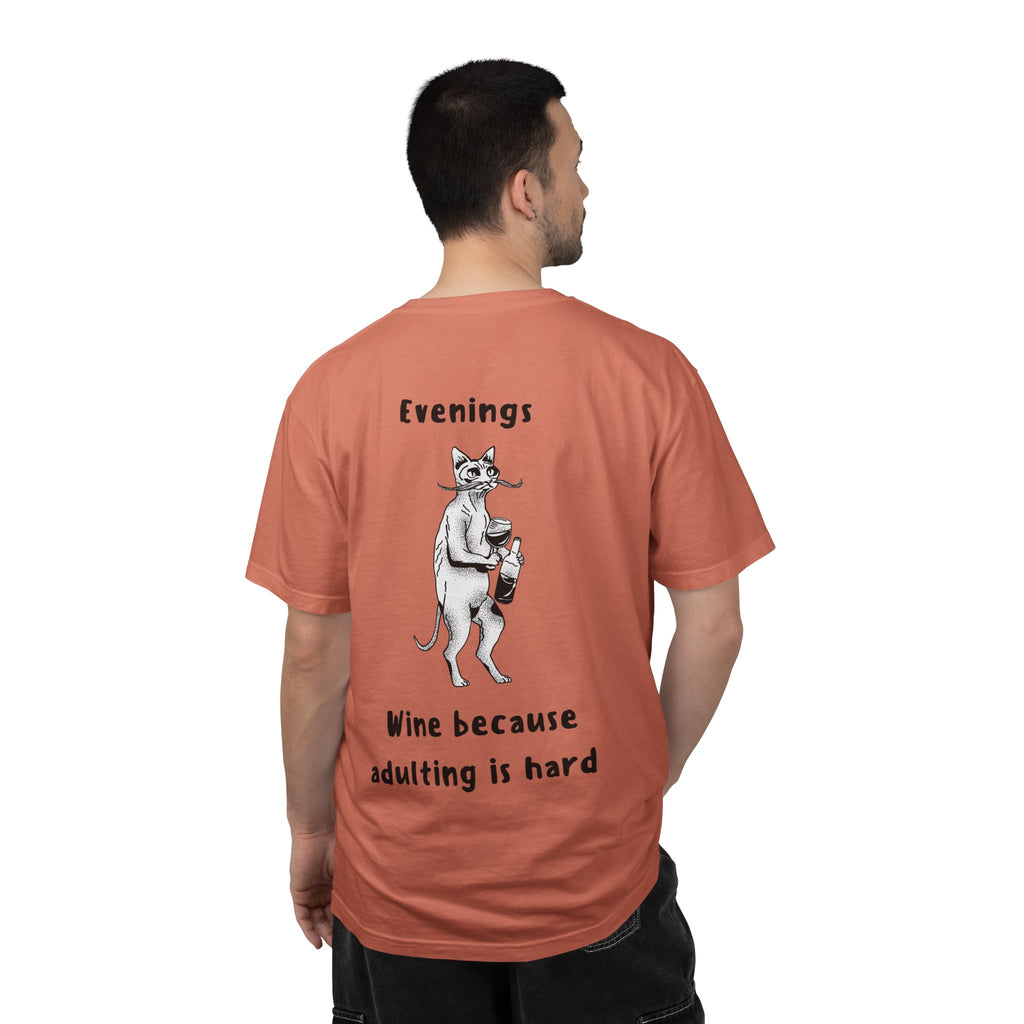 Graphic Tee — “Mornings: Coffee / Evenings: Wine Because Adulting Is Hard”
