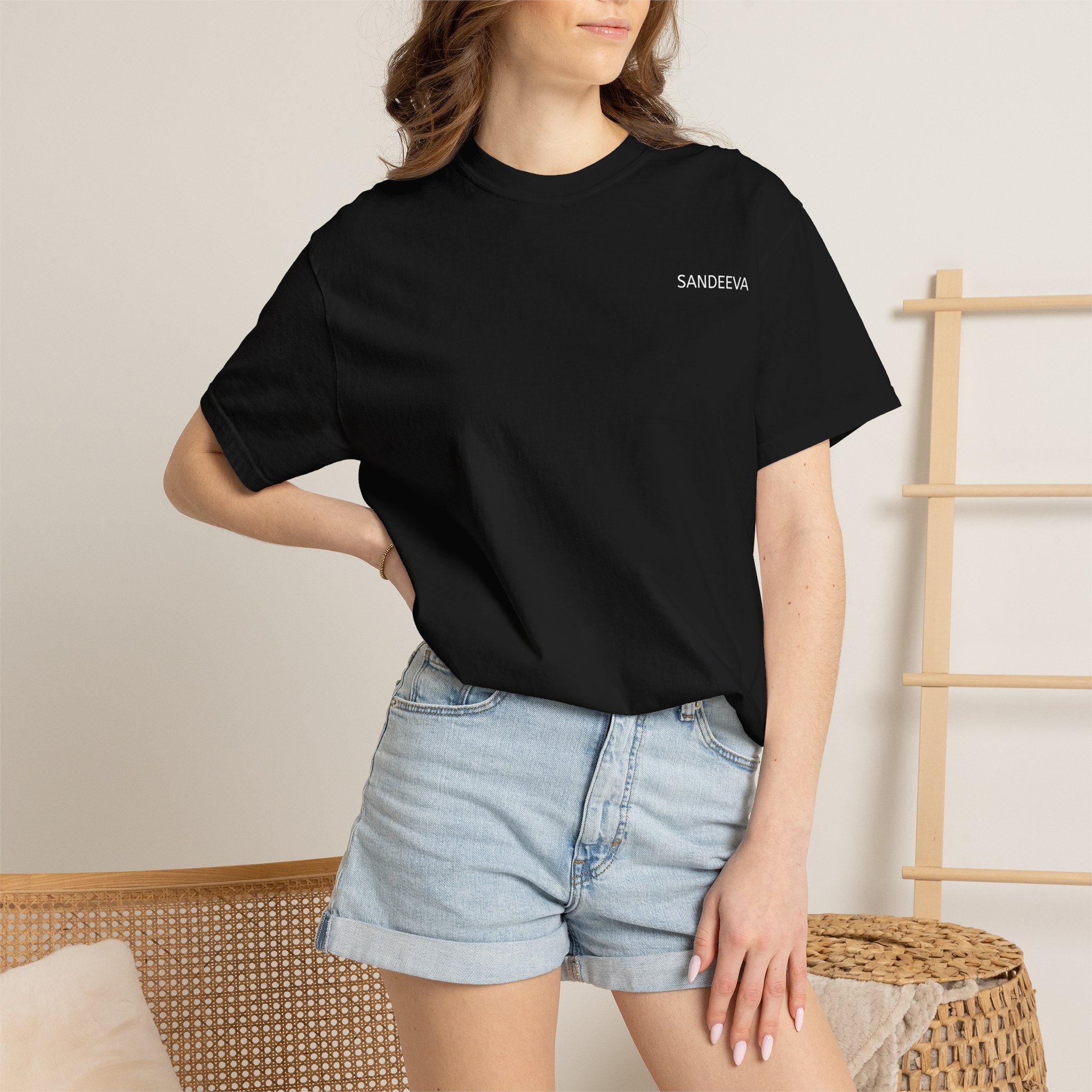 T-Shirt — Minimal 'SANDEEVA' Chest Logo Solid Tee