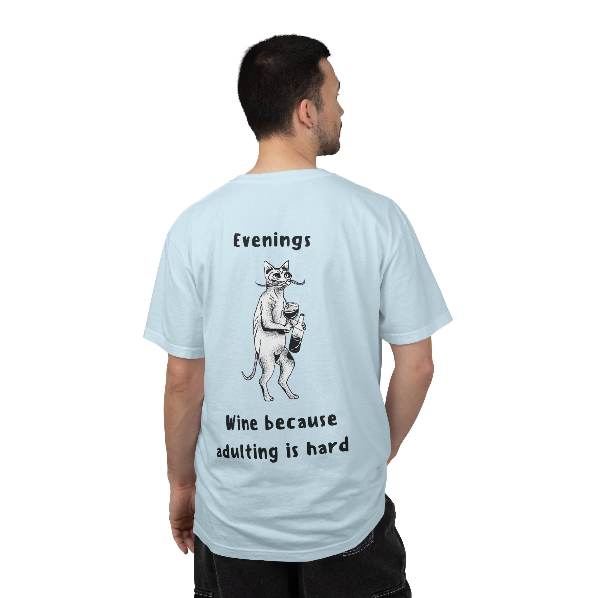 Graphic Tee — “Mornings: Coffee / Evenings: Wine Because Adulting Is Hard”