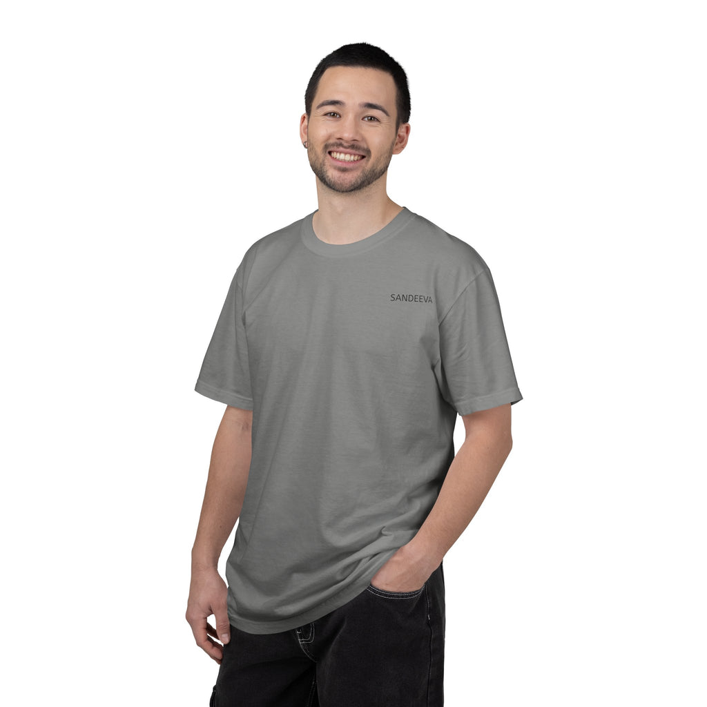 Minimal 'SANDEEVA' Solid T-Shirt — Garment-Dyed Cotton Tee