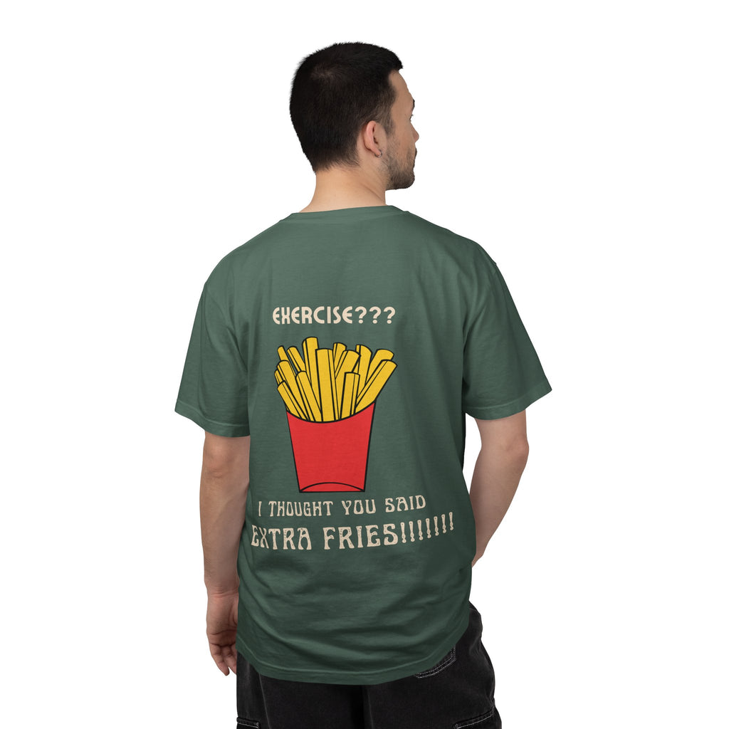 Funny French Fries T-Shirt — “Exercise? I Thought You Said Extra Fries!” Graphic Tee