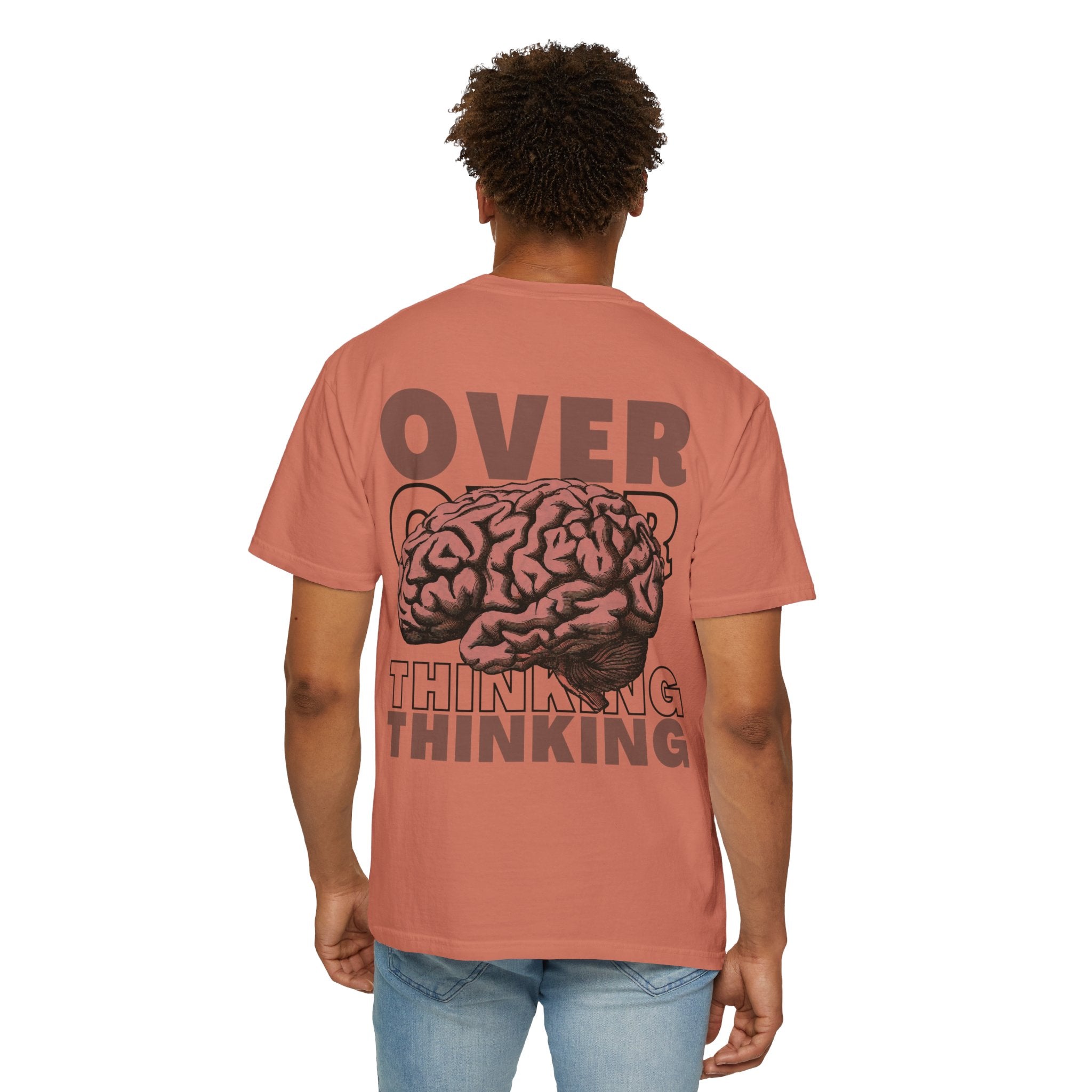 Overthinking Brain Graphic T-Shirt — "Overthinking" Back Print