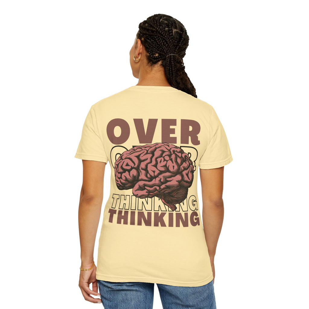 Overthinking Brain Graphic T-Shirt — "Overthinking" Back Print