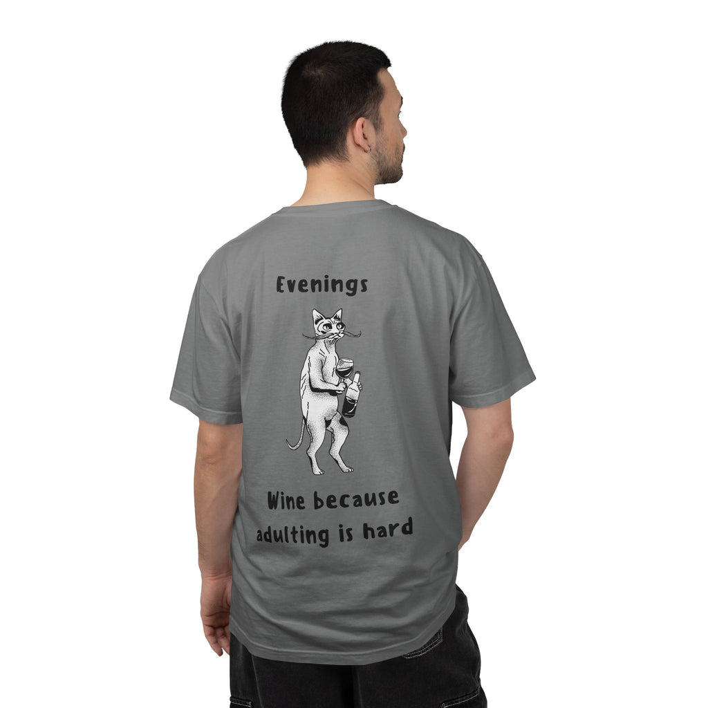 Graphic Tee — “Mornings: Coffee / Evenings: Wine Because Adulting Is Hard”