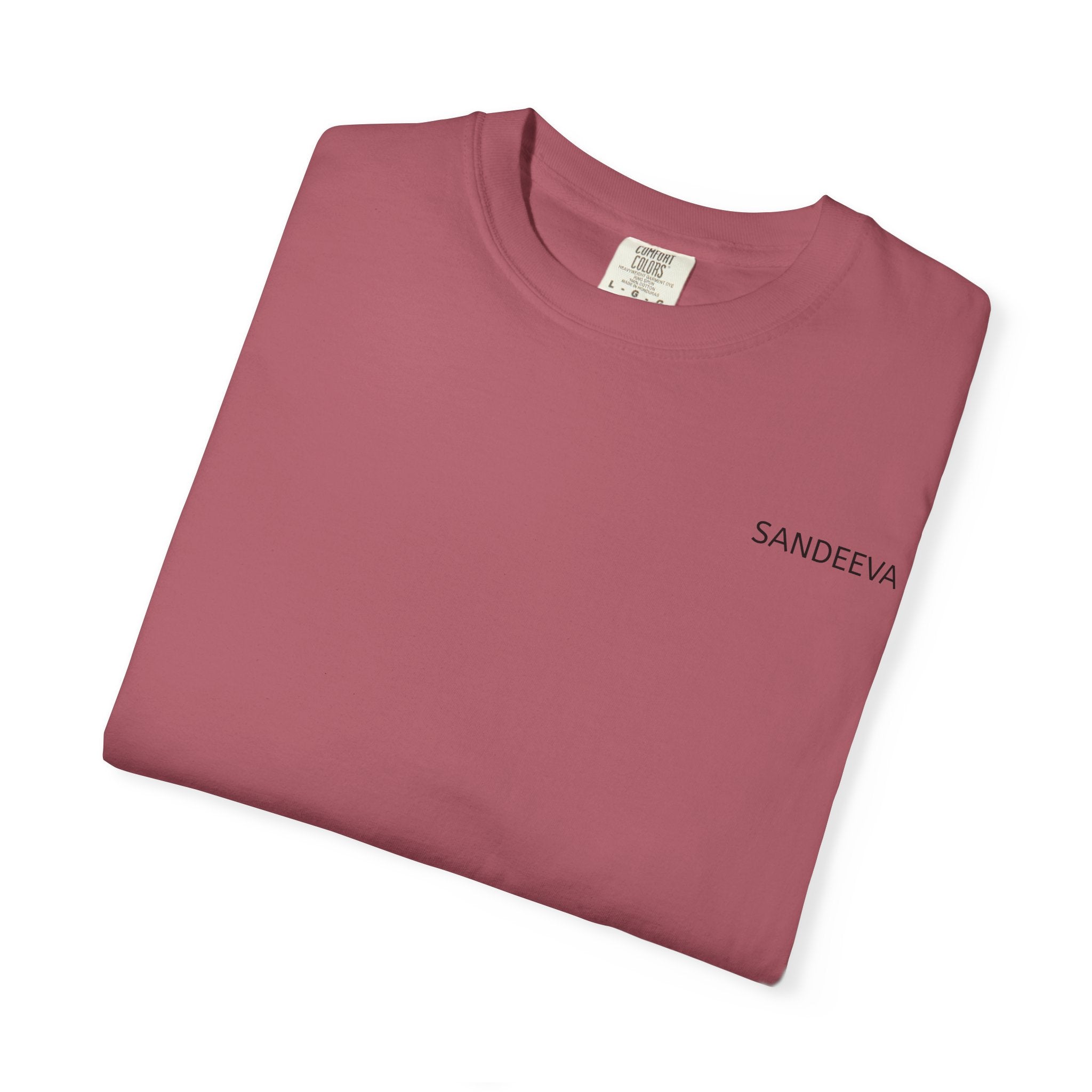 Minimal 'SANDEEVA' Solid T-Shirt — Garment-Dyed Cotton Tee
