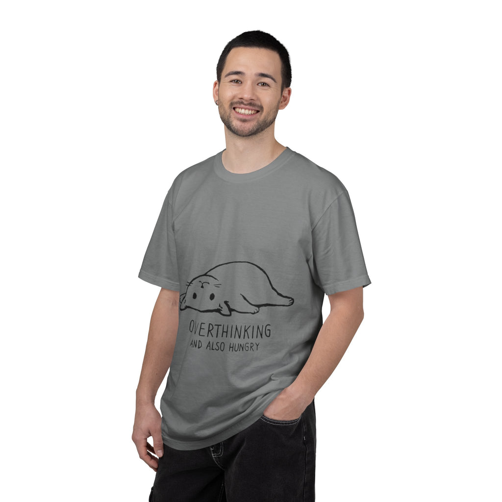 Overthinking and Also Hungry T-Shirt — Cute Lazy Cat Graphic Tee