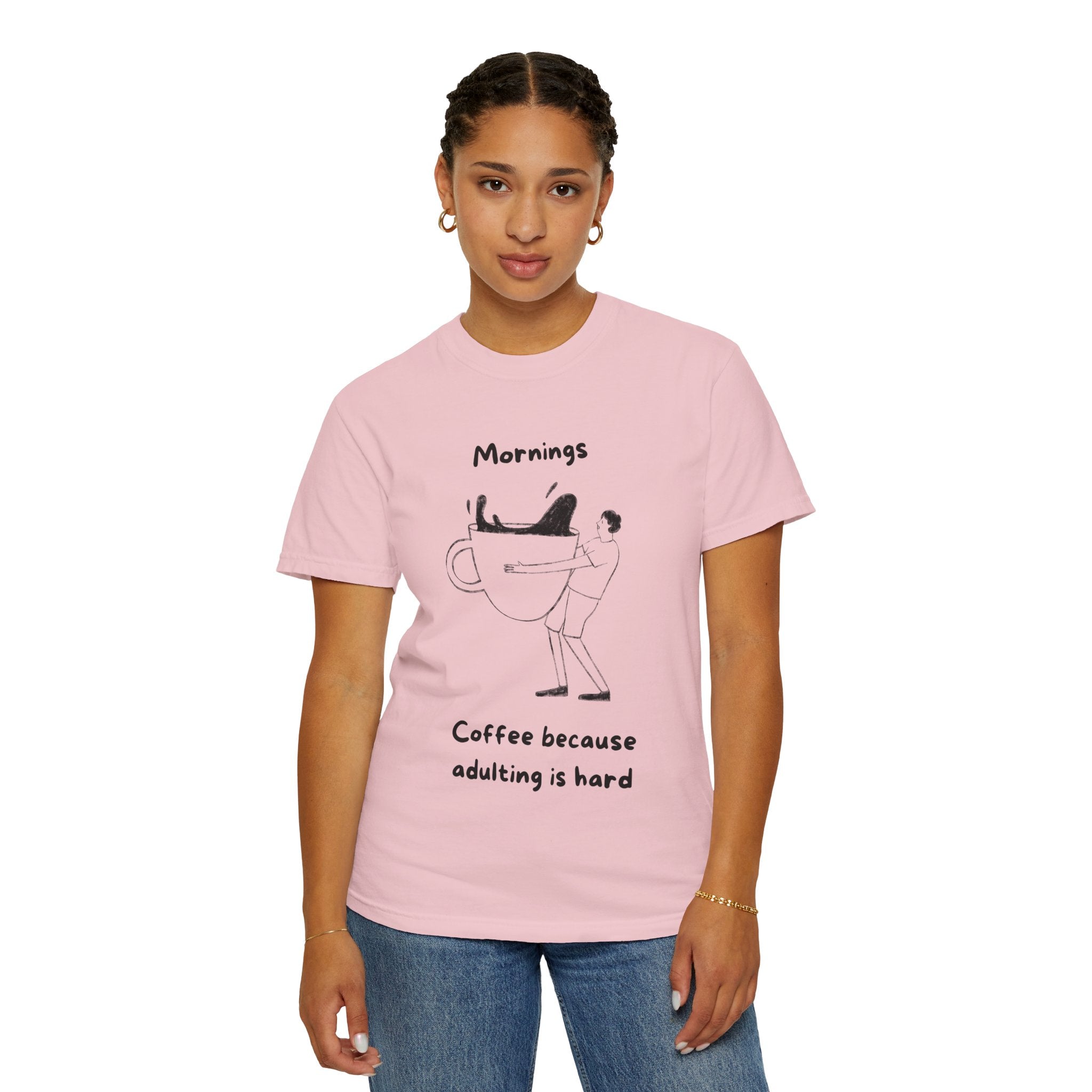 Graphic Tee — “Mornings: Coffee / Evenings: Wine Because Adulting Is Hard”