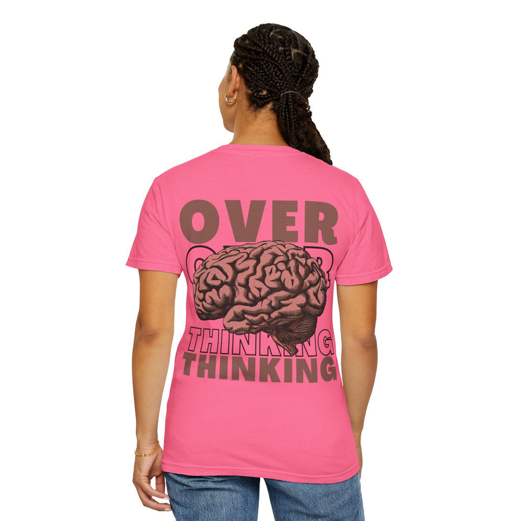 Overthinking Brain Graphic T-Shirt — "Overthinking" Back Print