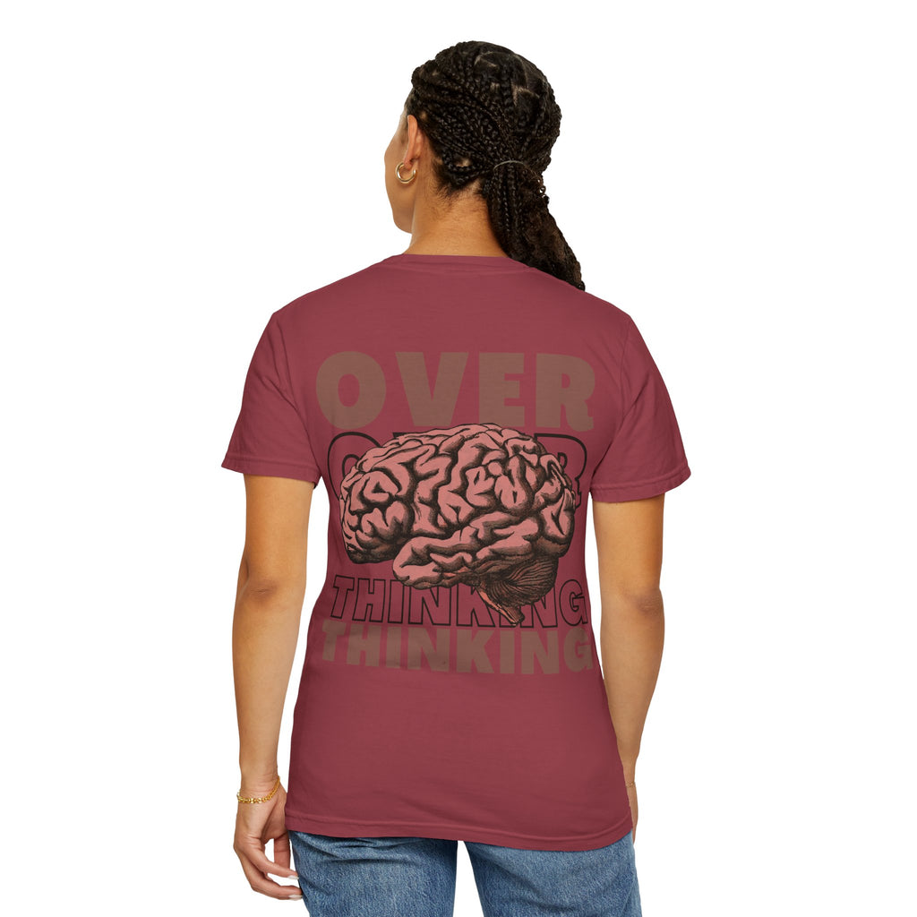 Overthinking Brain Graphic T-Shirt — "Overthinking" Back Print