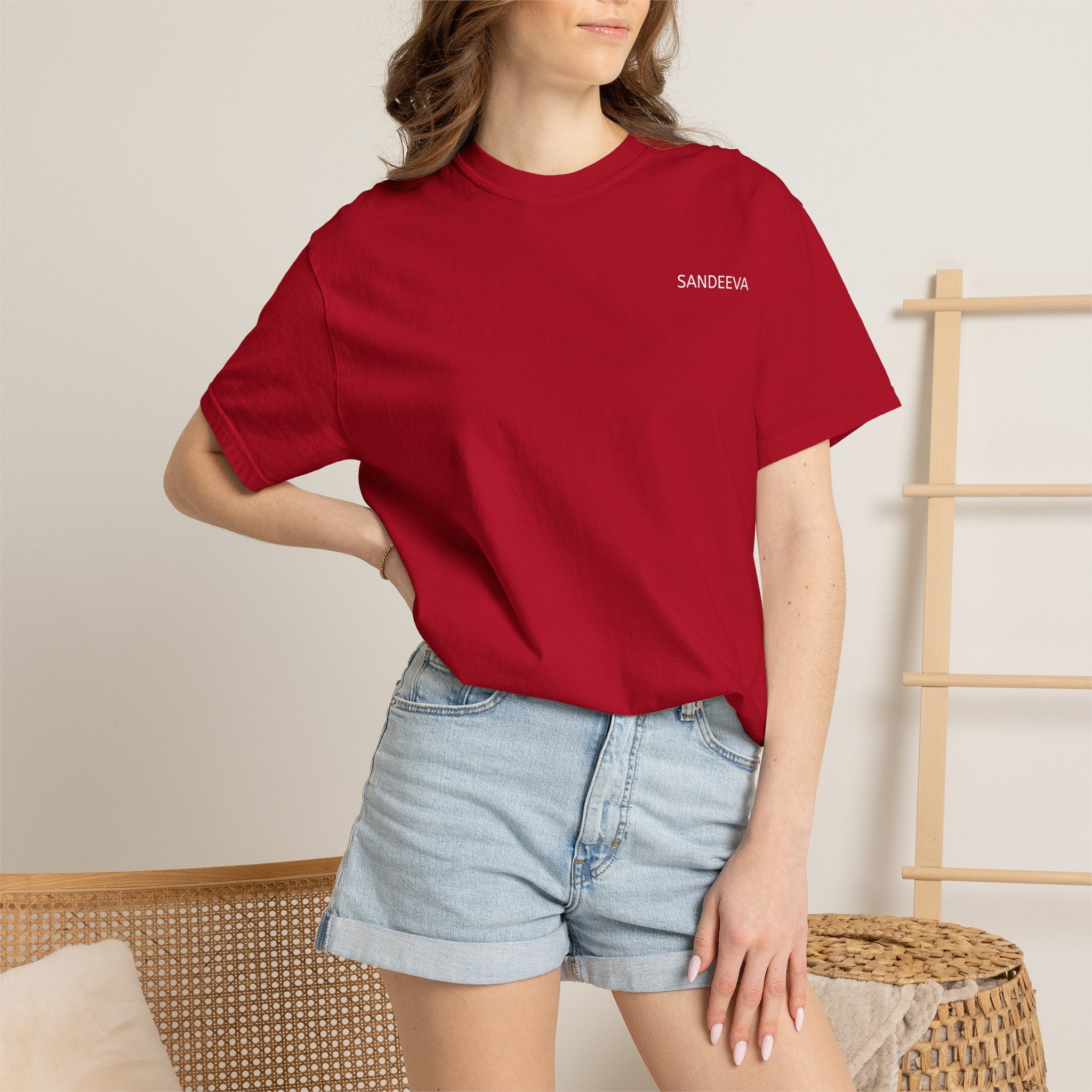 T-Shirt — Minimal 'SANDEEVA' Chest Logo Solid Tee