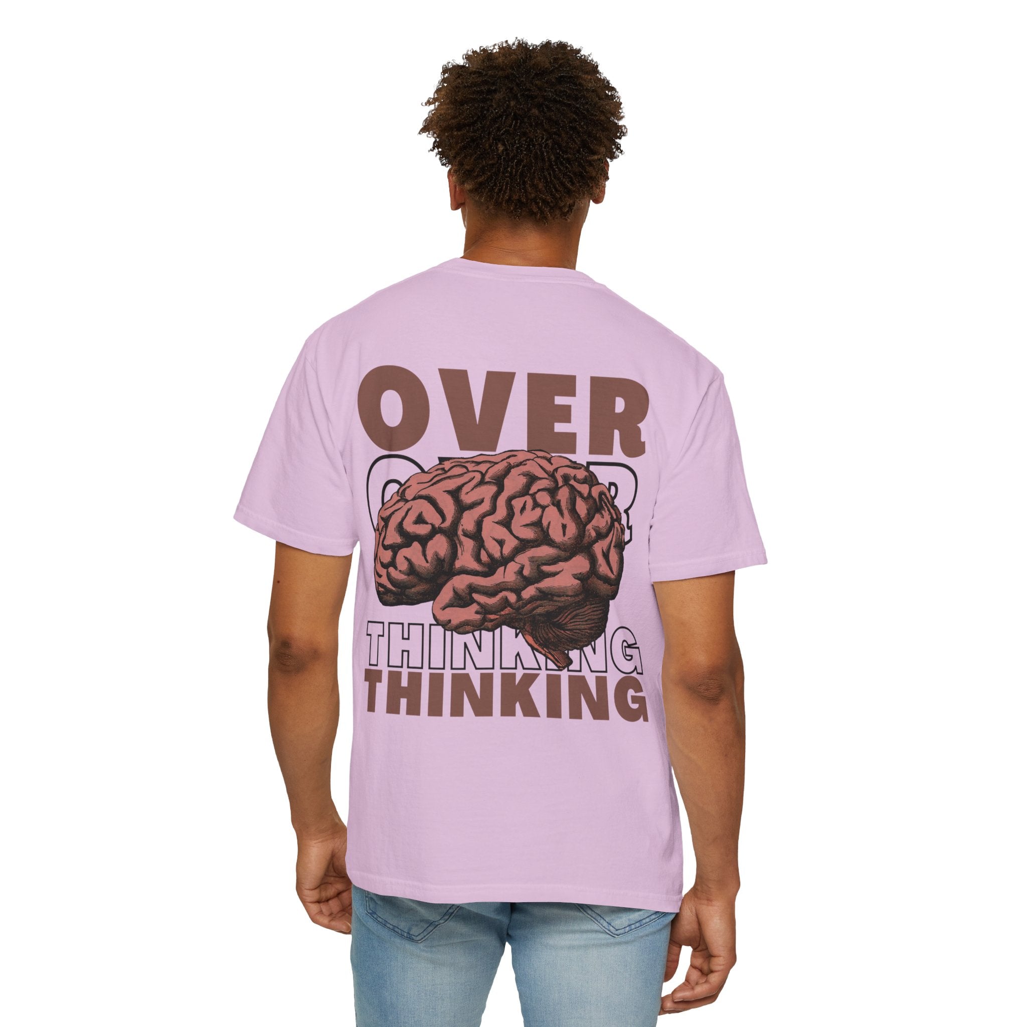 Overthinking Brain Graphic T-Shirt — "Overthinking" Back Print