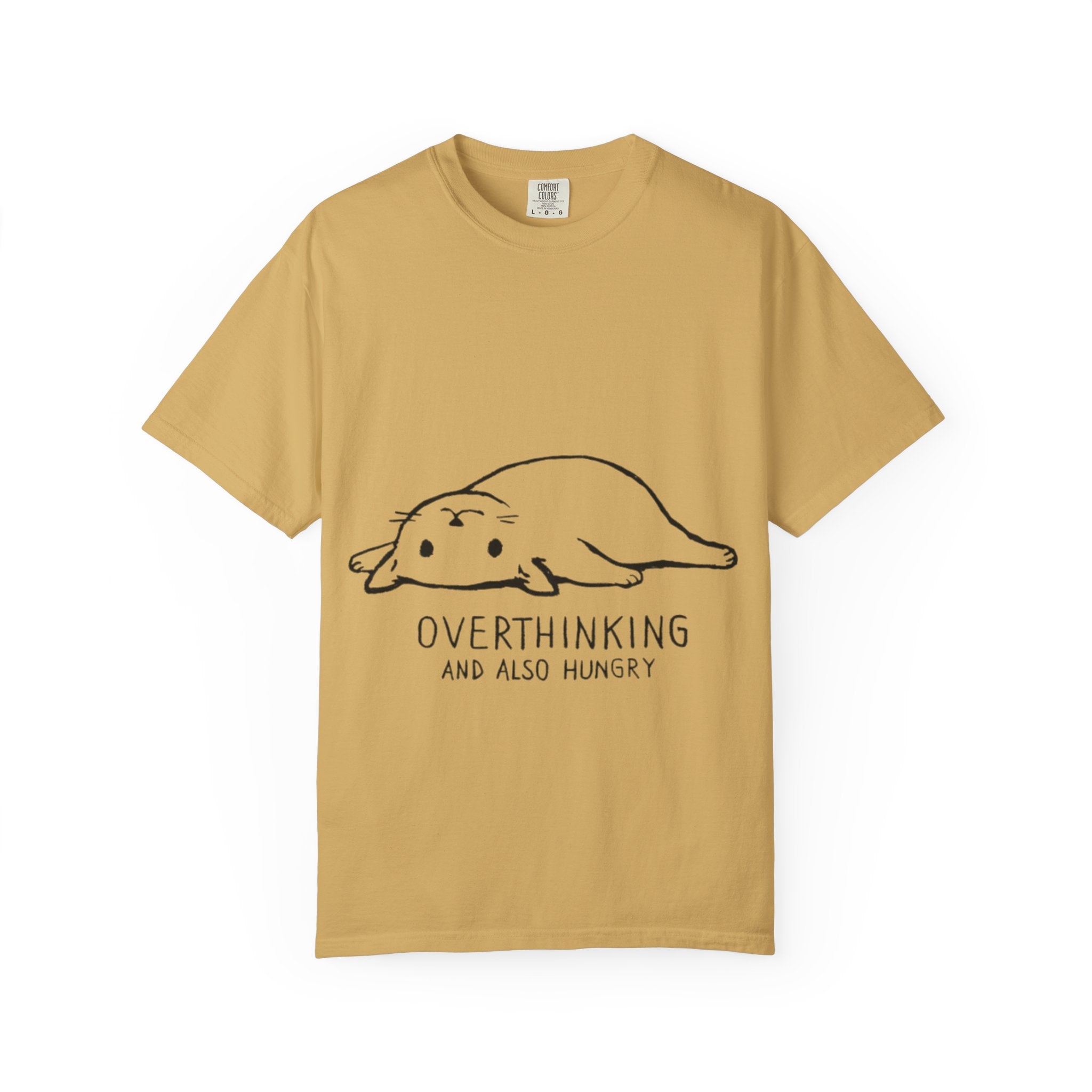 Overthinking and Also Hungry T-Shirt — Cute Lazy Cat Graphic Tee