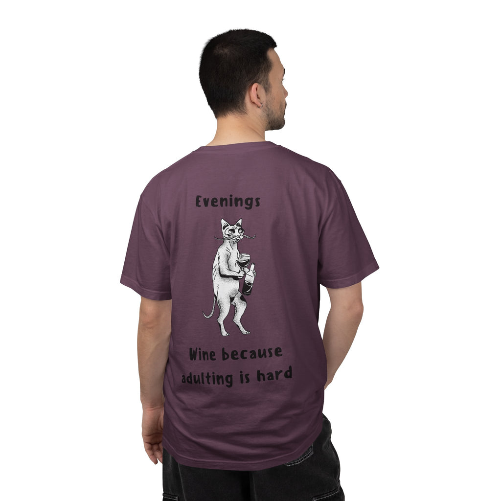 Graphic Tee — “Mornings: Coffee / Evenings: Wine Because Adulting Is Hard”