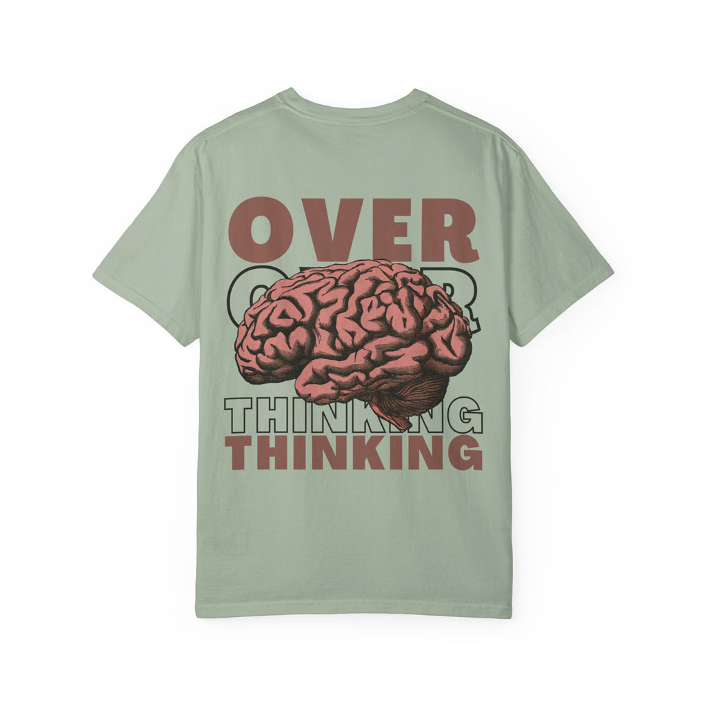 Overthinking Brain Graphic T-Shirt — "Overthinking" Back Print