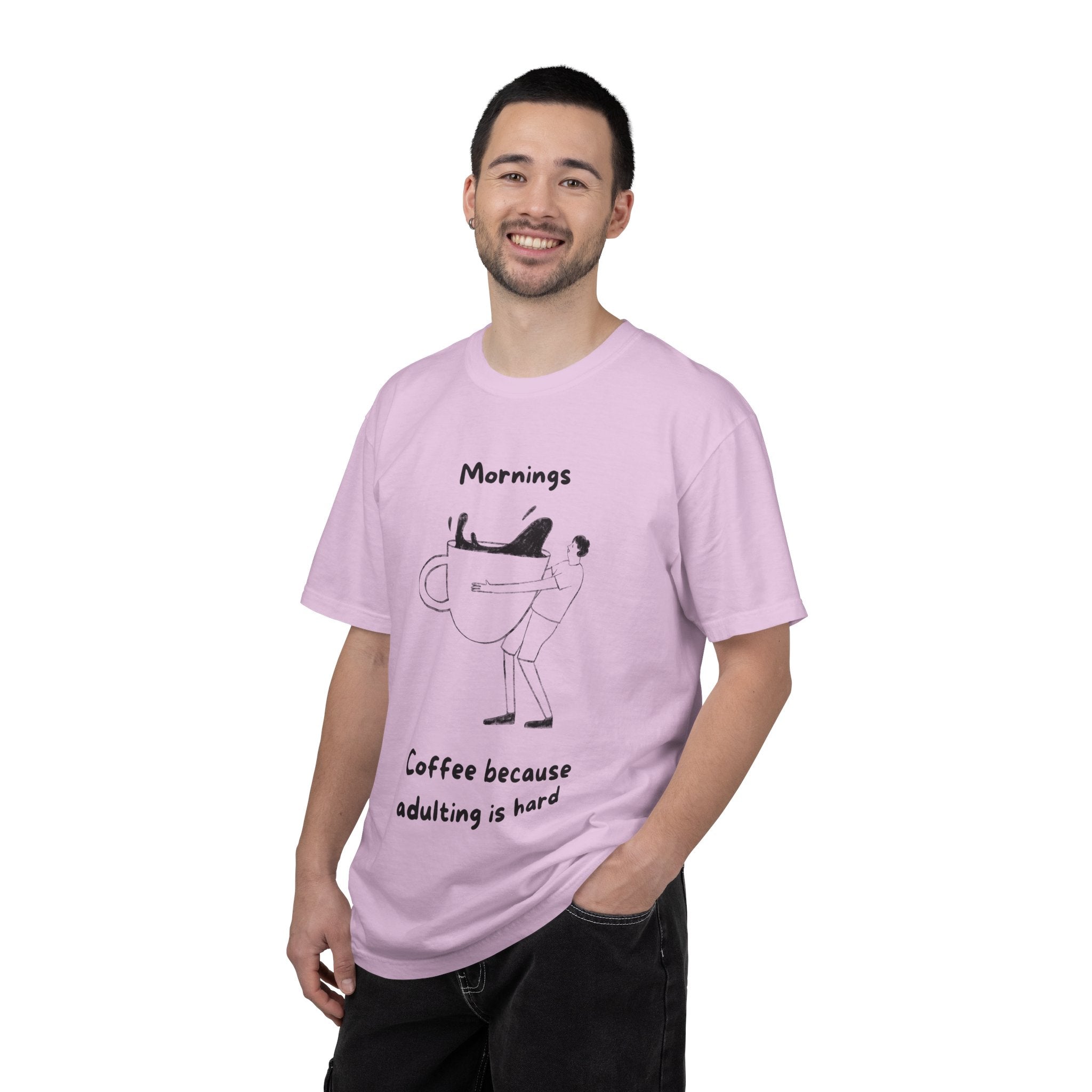 Graphic Tee — “Mornings: Coffee / Evenings: Wine Because Adulting Is Hard”