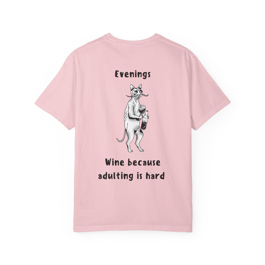 Graphic Tee — “Mornings: Coffee / Evenings: Wine Because Adulting Is Hard”