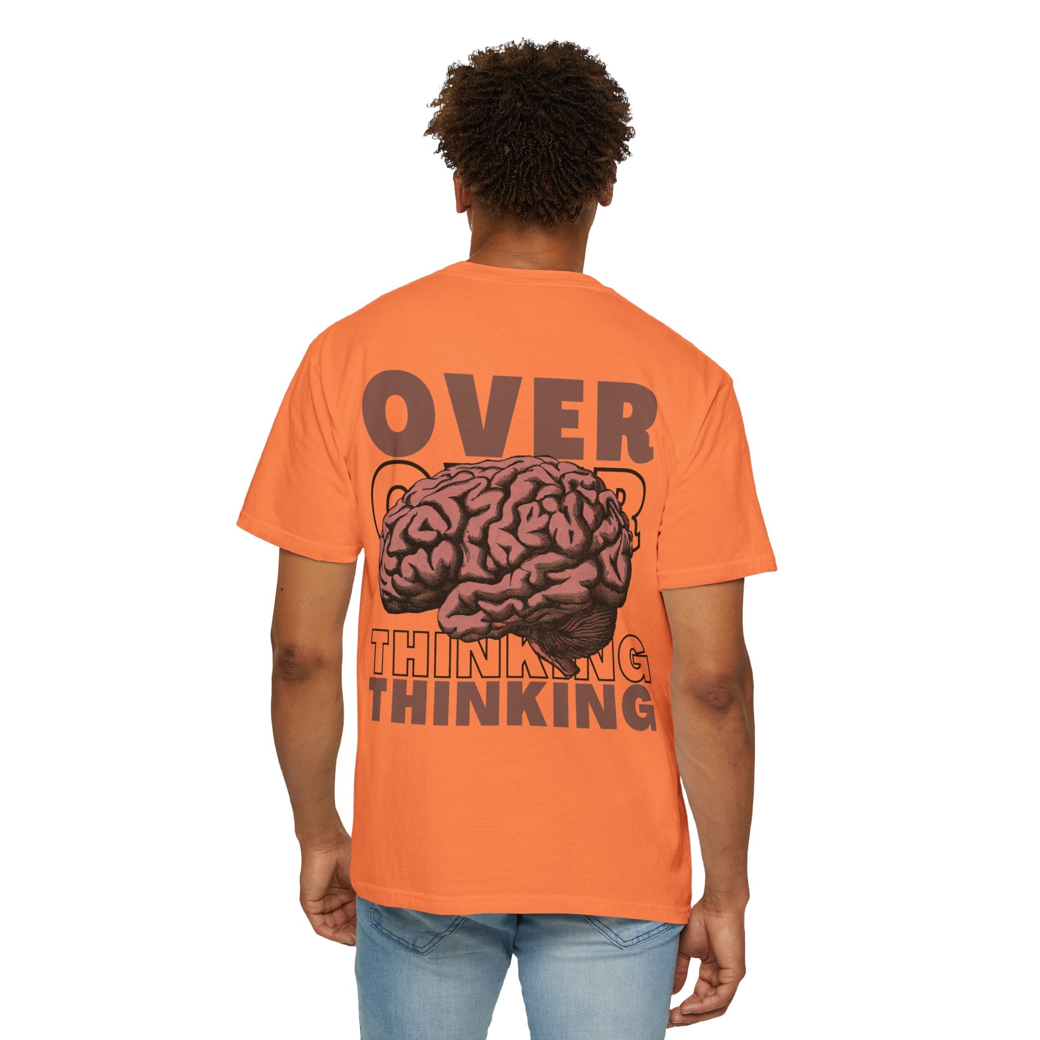 Overthinking Brain Graphic T-Shirt — "Overthinking" Back Print