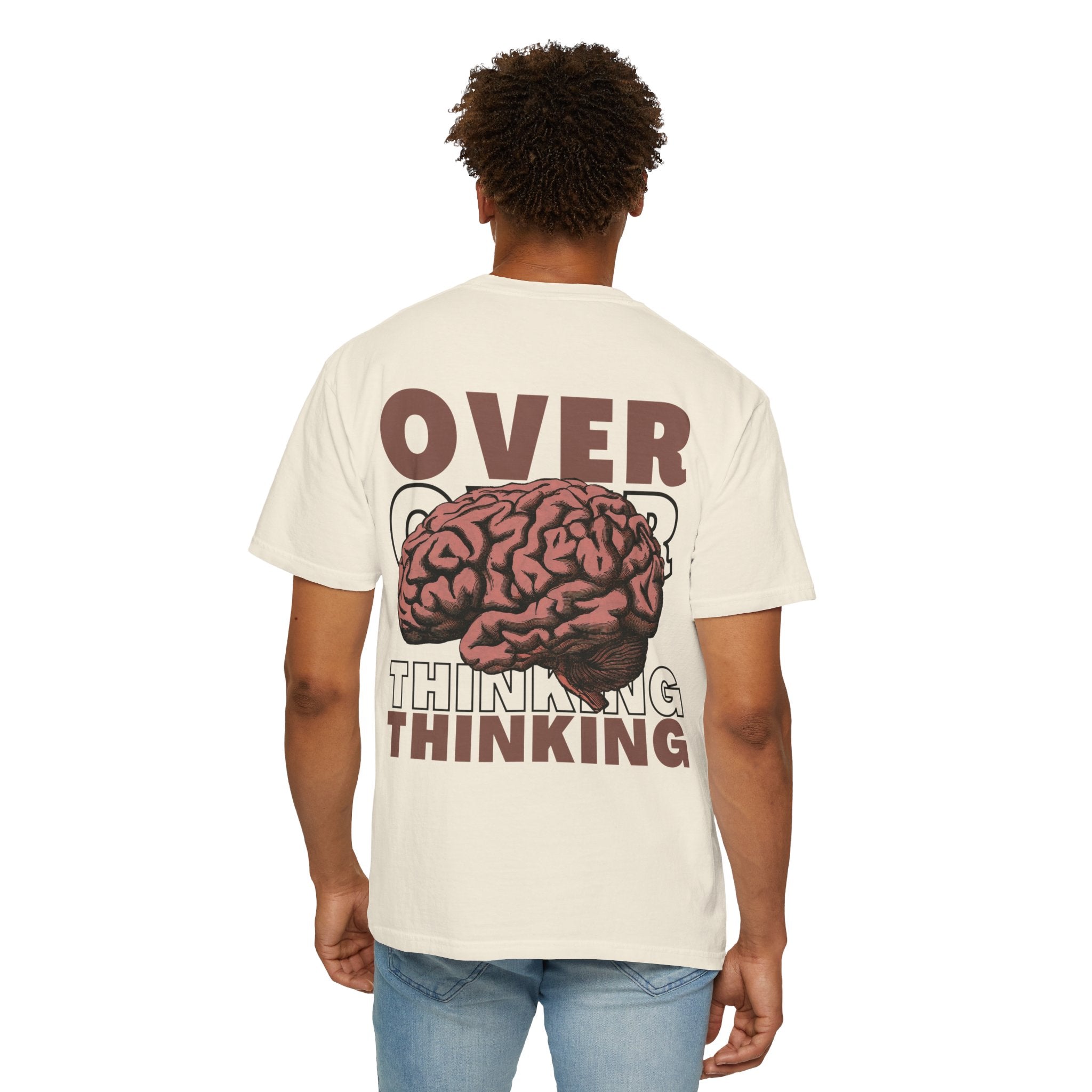 Overthinking Brain Graphic T-Shirt — "Overthinking" Back Print
