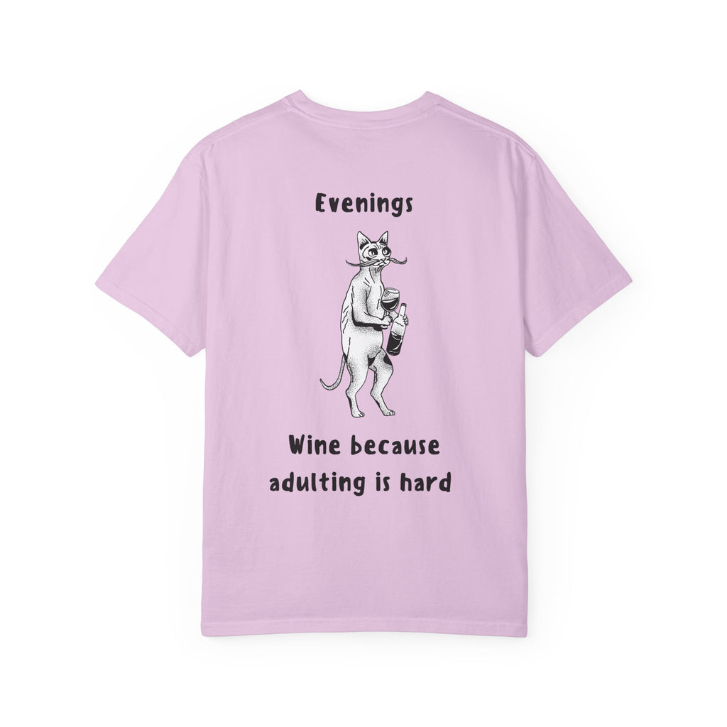 Graphic Tee — “Mornings: Coffee / Evenings: Wine Because Adulting Is Hard”